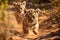 Tiger cubs running playing together. Generative AI