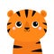 Tiger. Cute cartoon kawaii funny character. Big eyes. Baby animal collection. Childish print for nursery, kids apparel, poster,