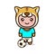 Tiger cute mascot soccer related design
