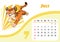 Tiger desk calendar design template for july 2022