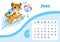 Tiger desk calendar design template for june 2022