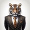 Tiger dressed in a suit. Elegant classy style.  illustration. ai generated