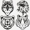 Tiger Eagle Wolf Bear logo set vector