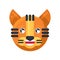 Tiger emoji laugh with teeth and cute eyes vector