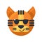 Tiger emoji smiling and wearing sunglasses vector