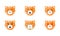 Tiger emoticon emoji set, cute animal face with various emotions vector Illustration on a white background