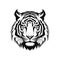 Tiger face on white background AI generative illustration