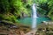 Tiger Fern waterfall in Cockscomb Basin Wildlife Sanctuary, Beliz