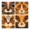 Tiger geometric vector illustrations. Tiger style. Stylized Illustrations of tigers head.