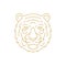 Tiger head Chinese New Year mascot minimalist golden line icon vector