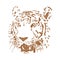 tiger head embroidery artwork design for fashion wearing, graphic animal design vector