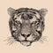 Tiger head. Large detailed tiger head. Versatile enhance digital art, web graphics, vintage-inspired branding. Dithering Bitmap