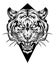Tiger head tattoo. Dot work style. vector illustration.