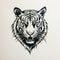 Tiger Head Tattoo-inspired Hand Drawn Image In Black And White