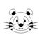 Tiger head wildlife cute animal cartoon in black and white