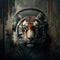 Tiger in Headphones Listening to Music. Realistic and Detailed Music Album Cover. Generative AI