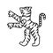 Tiger Heraldic animal silhouette. Fantastic Beast. Monster for c