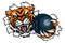 Tiger Holding Bowling Ball Breaking Background