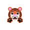 Tiger Hugging Face flat icon