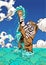 A tiger jumping from the splash water sea beach  illustration  painting doodle   cartoon color background