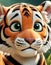 Tiger in the Jungle Anime, beautifully, huge-eyed, cute adorable wild animal poster