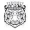 Tiger King Head with Crown design on white background. Tiger Head Line Art logos . vector illustration