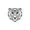 Tiger line art minimal logo. African or indian totem, boho style, flash tattoo design