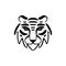 Tiger line art minimal logo. African or indian totem, boho style, flash tattoo design