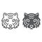 Tiger line and glyph icon, animal and zoo