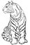 Tiger. Linear black and white vector