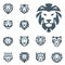 Tiger and lions vector head face silhouette badge strength predator power wildcat illustration power animal