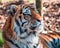 Tiger lounging on a sunny day at the John ball Zoo in Grand Rapids Michigan