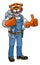 Tiger Mascot Carpenter Handyman Holding Hammer