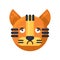 Tiger melancholy and boring emotion emoji vector