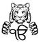 The Tiger and the most significant symbol of Sikhism - Sign Ek Onkar, drawing for tattoo