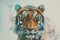 A tiger overlaid with the intricate patterns of a mandala design in a double exposure