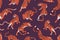 Tiger pattern. Seamless repeating background with endless print of wild feline animal in different poses. Chinese