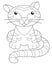 Tiger - picture for coloring book. Little cute tiger cub sits - vector linear illustration for coloring. Outline. Small feline ani