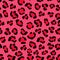 Tiger pink camouflage seamless pattern. Panther crimson spots with black jaguar outlines in vivid red leopard.