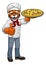 Tiger Pizza Chef Cartoon Restaurant Mascot