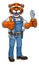 Tiger Plumber Or Mechanic Holding Spanner