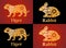 Tiger, rabbit, symbols of the Chinese horoscope 2022, 2023 years