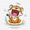 TIGER ROAR, ANIMAL CHARACTER, CARTOON ILLUSTRATION