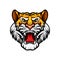 Tiger roaring head muzzle vector mascot icon