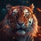 Tiger is roaring scary image on glitter background generative AI
