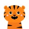 Tiger roaring yawing. Open mouth fang. Cute cartoon kawaii funny smiling baby animal character. Childish print for nursery, kids