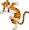 Tiger Running Cartoon, happy and running - Vector illustration