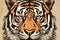 a tiger\\\'s face with a grunge effect on the side of the face and the eyes of the tiger\\\'s head