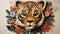 A tiger\\\'s head cut out of paper