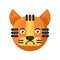 Tiger sadness expression cute facial emoji vector